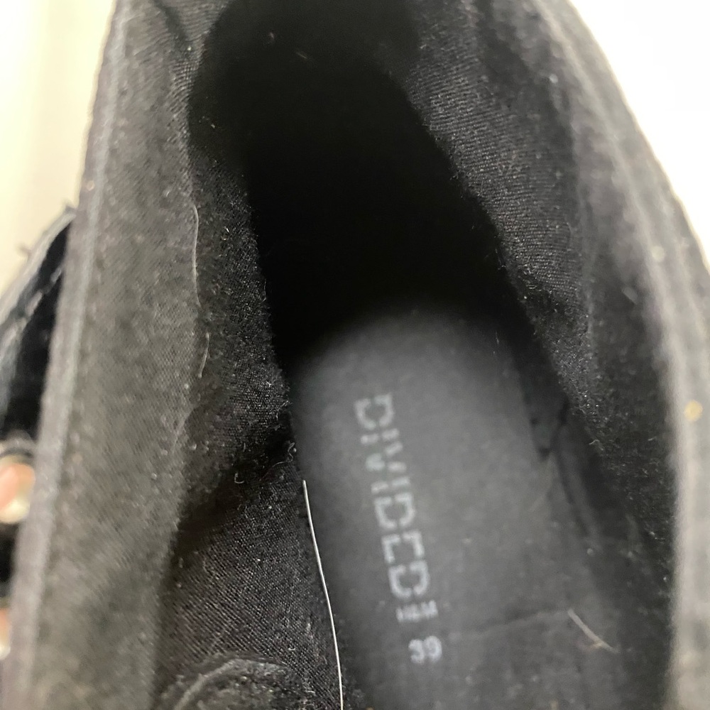H&M Divided Black Faux Suede Ankle Boots Double Buckle Size 8 - Picture 7 of 8